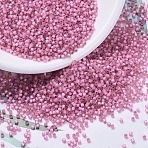 MIYUKI Delica Beads, Cylinder, Japanese Seed Beads, 11/0, (DB0625) Dyed Rose Silver Lined Alabaster, 1.3x1.6mm, Hole: 0.8mm, about 10000pcs/bag, 50g/bag(SEED-X0054-DB0625)