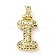 Brass Micro Pave Clear Cubic Zirconia Pendants, Real 18K Gold Plated, Letter I, 28mm, Hole: 4.8x3.5mm, Pendant: 22.5x17.5x5.5mm(KK-M279-01G-I)