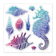 PVC Sakura Stamp, for DIY Scrapbooking, Sea Horse, 100x100mm(DIY-WH0486-010)