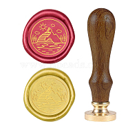 DIY Wood Wax Seal Stamp, Mountain Pattern, 83x22mm, Head: 7.5mm, Stamps: 25x14.5mm(AJEW-WH0131-352)