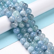Natural Aquamarine Beads Strands, Round, 10mm, Hole: 1mm, about 38pcs/strand, 15.3 inch(G-R446-10mm-39)