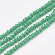 Opaque Solid Color Glass Beads Strands, Faceted, Rondelle, Light Sea Green, 3~3.5x2.5~3mm, Hole: 0.5mm, about 130pcs/strand, 13.7 inch(GLAA-S178-12C-05)