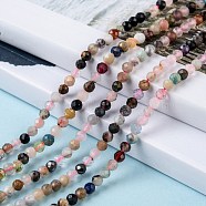 Natural Mixed Stone Beads Strands, Faceted, Round, 3x2~3mm, Hole: 0.5mm, about 123~127pcs/strand, 15.3 inch~15.5 inch(X-G-T108-39)