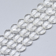 Watermelon Stone Glass Beads Strands, Faceted, Heart, Clear, 10x10x5mm, Hole: 1.2mm, about 20pcs/strand, 7.4 inch(G-S357-E01-21)