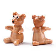 Handmade Lampwork Home Decorations, 3D Bear Ornaments for Gift, Chocolate, 34~36x30.5~34.5x47.5~51mm(LAMP-T011-63)