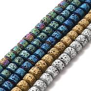 Electroplated Natural Lava Rock Beads Strands, Rondelle, Mixed Color, 6x7mm, Hole: 1mm, about 67~68pcs/strand, 15.35~15.75 inch(39~40cm)(G-G984-06)