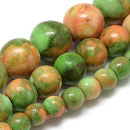 Synthetic Ocean White Jade Beads Strands, Dyed, Round, Coral, 6~7mm, Hole: 1mm, about 65pcs/strand, 16.3 inch(G-S254-6mm-C02)