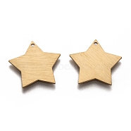 Ion Plating(IP) 304 Stainless Steel Pendants, Stamping Blank Tag, Laser Cut, Double Side Drawbench Effect, Star, Golden, 20x20x1mm, Hole: 1.2mm(STAS-O133-03E-G)