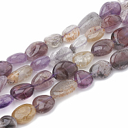 Natural Rutilated Quartz Beads Strands, Oval, 8~15x8~10x4~10mm, Hole: 1mm, about 36~42pcs/strand, 15.7 inch(G-S331-8x10-022)