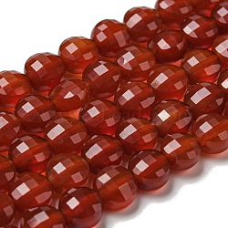 Natural Carnelian Beads Strands, Faceted, Flat Round, 5~6x4~4.5mm, Hole: 0.9mm, about 65pcs/strand, 15.12''~15.20''(38.4~38.6cm)(G-K351-A05-01)
