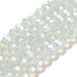 Electroplate Glass Beads Strands, Faceted(32 Facets), Pearl Luster Plated, Round, WhiteSmoke, 8mm, Hole: 1mm, about 66~69pcs/strand, 19.29~19.57 inch(49~49.7cm)(EGLA-A035-J8mm-A06)