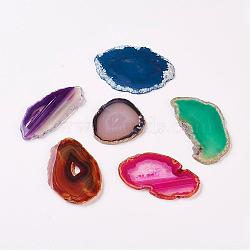 Natural Slice Agate Cabochons, Nuggets, Dyed, Mixed Color, 48~80x30~65x3~4mm(G-K190-01)