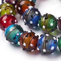 Handmade Lampwork  Beads Strands, Round, Colorful, 13mm, Hole: 2mm, 28pcs/strand, 14.37 inch(LAMP-L072-A07)