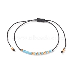 Morse Code Journey Bracelets, Glass Seed Beaded Braided Bead Bracelet, Adjustable Memorial Bracelet Gift for Women, Turquoise, Inner Diameter: 1/2~3-1/2 inch(1.3~9cm)(BJEW-JB08949-02)