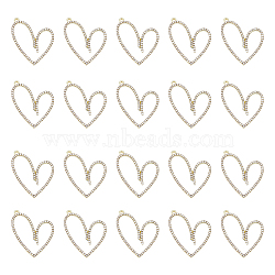 20Pcs Alloy Crystal Rhinestone Pendants, Heart Charms, Light Gold, 37x29x2.5mm, Hole: 1.6mm(FIND-DC0003-06)