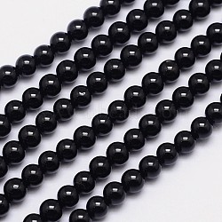 Natural Black Tourmaline Round Bead Strands, Grade AB+, 4mm, Hole: 1mm; about 101pcs/strand, 15.5 inches(G-I160-01-4mm)