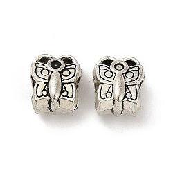 Tibetan Style Alloy European Beads, Large Hole Beads, Cadmium Free & Lead Free, Butterfly, Antique Silver, 12x11x8.5mm, Hole: 5mm, about 362pcs/1000g(FIND-M047-17AS)