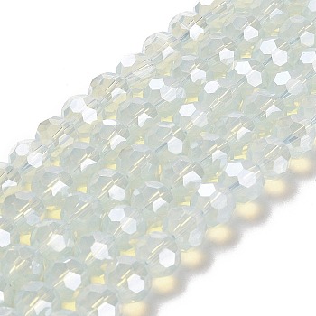 Electroplate Glass Beads Strands, Faceted, Pearl Luster Plated, Round, WhiteSmoke, 8mm, Hole: 1mm, about 66~69pcs/strand, 19.29~19.57 inch(49~49.7cm)