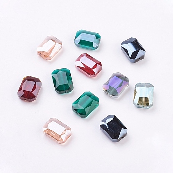 Electroplated Glass Beads, Faceted, Rectangle, Mixed Color, 18x13x6mm, Hole: 1mm