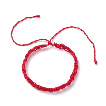 Nylon Thread Braided Cord Bracelet, Lucky Adjustable Bracelet for Women, Red, Inner Diameter: 2~4-3/4 inch(5.1~12.1cm)