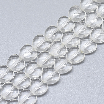 Watermelon Stone Glass Beads Strands, Faceted, Heart, Clear, 10x10x5mm, Hole: 1.2mm, about 20pcs/strand, 7.4 inch