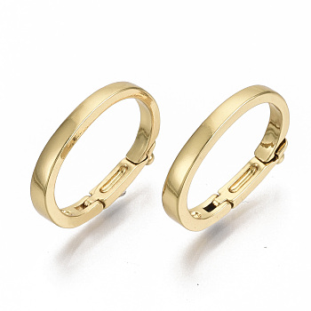 Brass Twister Clasps, Nickel Free, Oval, Real 18K Gold Plated, 20x15x3mm, Inner Diameter: 17x11mm