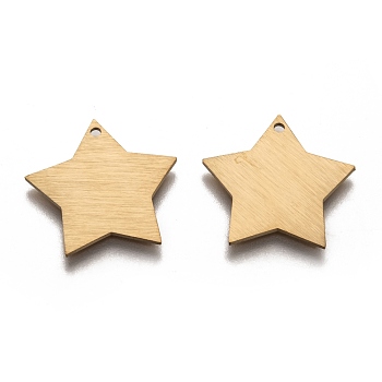 Ion Plating(IP) 304 Stainless Steel Pendants, Stamping Blank Tag, Laser Cut, Double Side Drawbench Effect, Star, Golden, 20x20x1mm, Hole: 1.2mm
