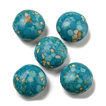 Dyed Synthetic Turquoise Beads, Flat Round, Turquoise, 20.5x11~12mm, Hole: 1mm