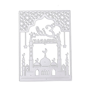 Ramadan & Eid Mubarak Carbon Steel Cutting Dies Stencils, for DIY Scrapbooking, Photo Album, Decorative Embossing Paper Card, Matte Stainless Steel Color, Rectangle, 139x102x0.7mm