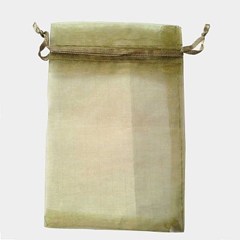 Organza Gift Bags with Drawstring, Wedding Party Christmas Favor Gift Bags, Organza Pouches for Potpourri, Dark Khaki, 23x17cm
