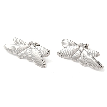 304 Stainless Steel Stud Earrings, Butterfly, Stainless Steel Color, 16x39mm