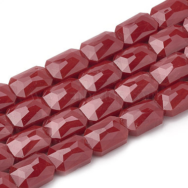 14mm Red Octagon Glass Beads