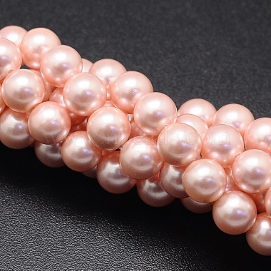 Light Coral Round Shell Pearl Beads