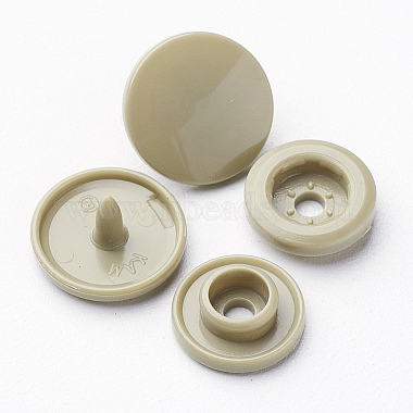 20L(12.5mm) DarkKhaki Flat Round Plastic Garment Buttons