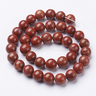 Jaspe rouge naturel ronde perles brins(X-GSR10mmC011)-3