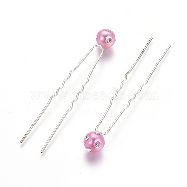 Silver HotPink Acrylic Hair Forks